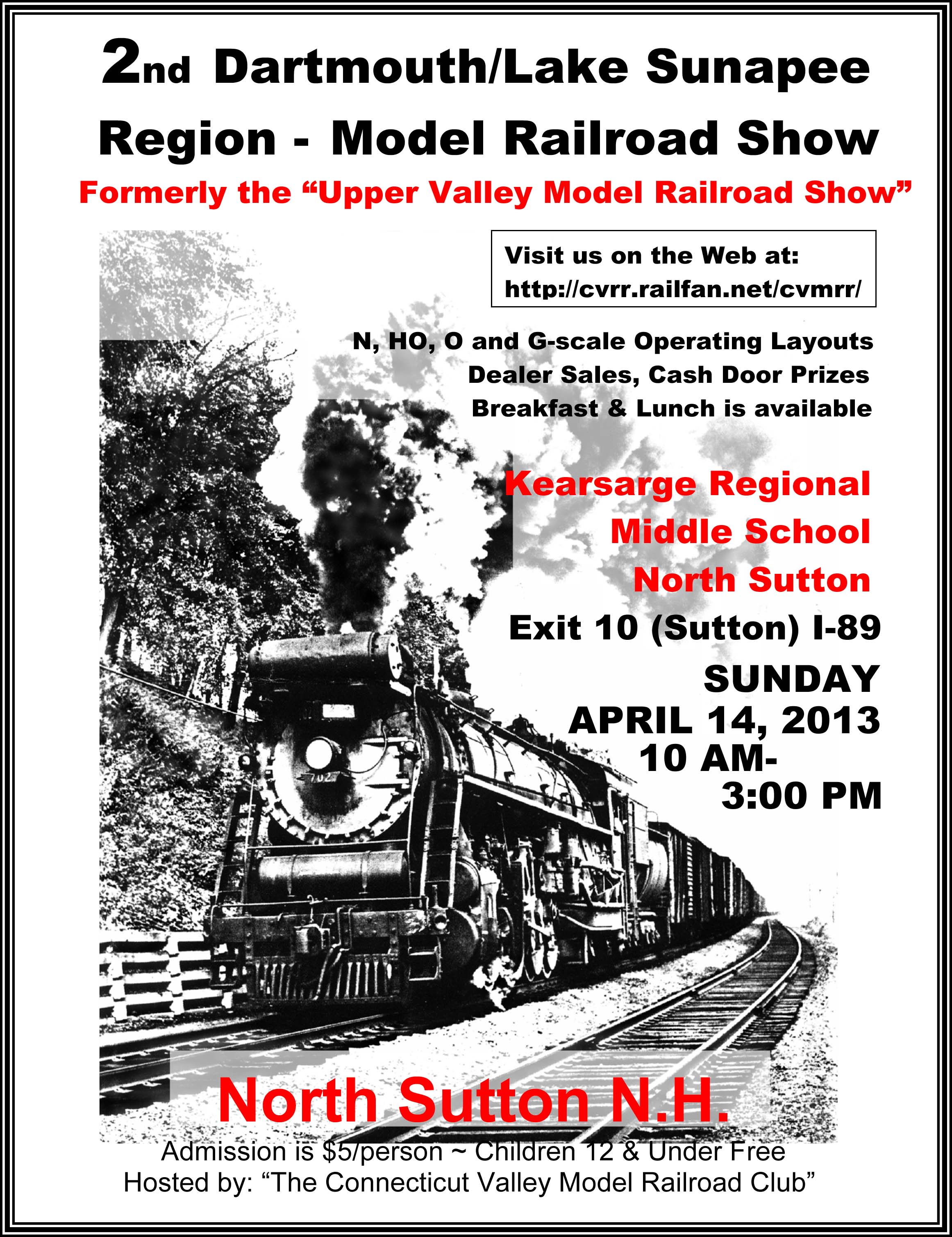 Upper Valley Model RR Show flyer: April 21, 2013