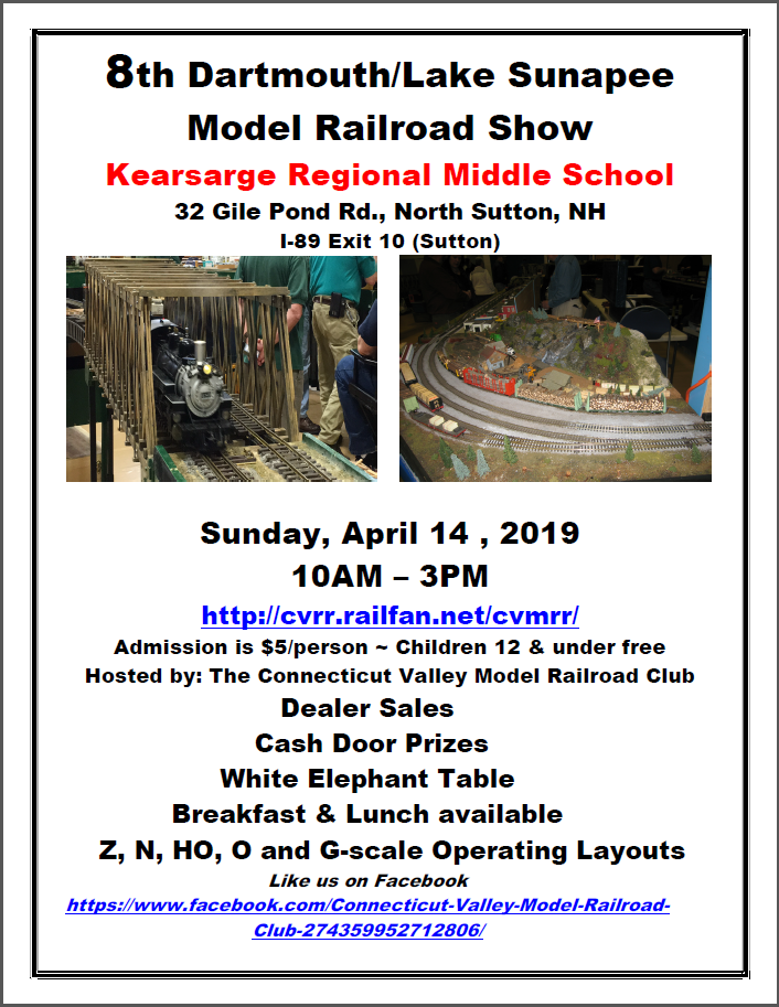 Dartmouth/Lake Sunapee Model RR Show flyer 2018